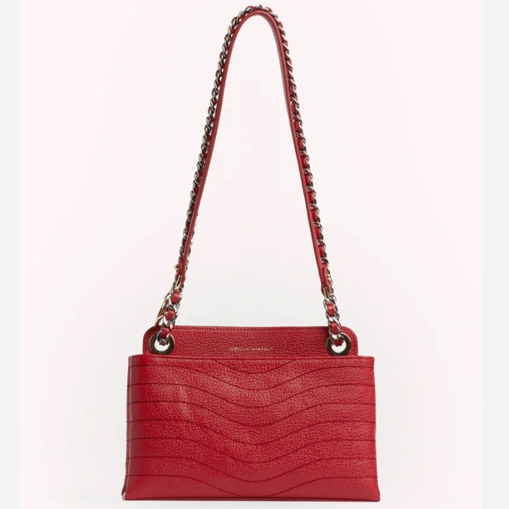 REBECCA MINKOFF ❤️RED❤️ MAB WAVE DOUBLE ZIP LEATHER CHAIN SHOULDER BAG 🌟EUC🌟